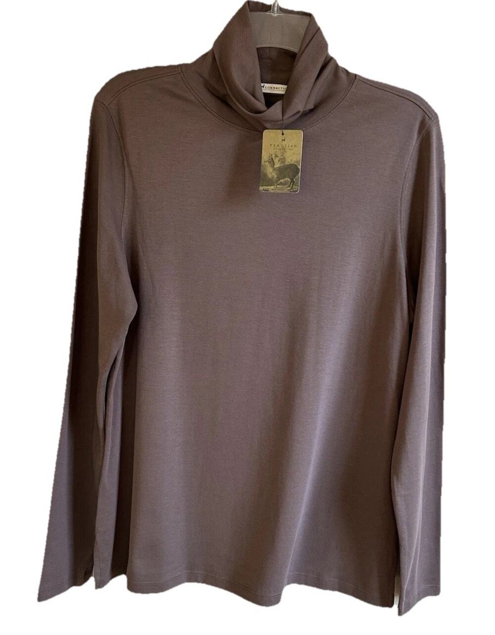 NWT Peruvian Connection Pima Cotton Turtleneck Womens L Brown Peru